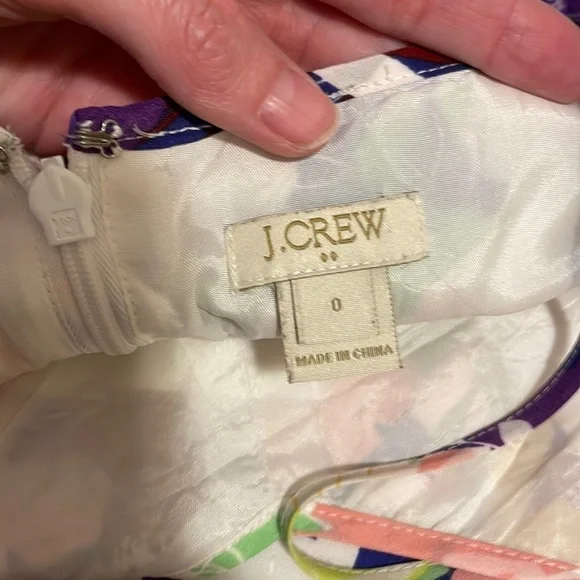 J Crew Dress Women's 0 White Pink Purple Spaghetti Strap Floral Mini Bright Fun - Picture 7 of 9